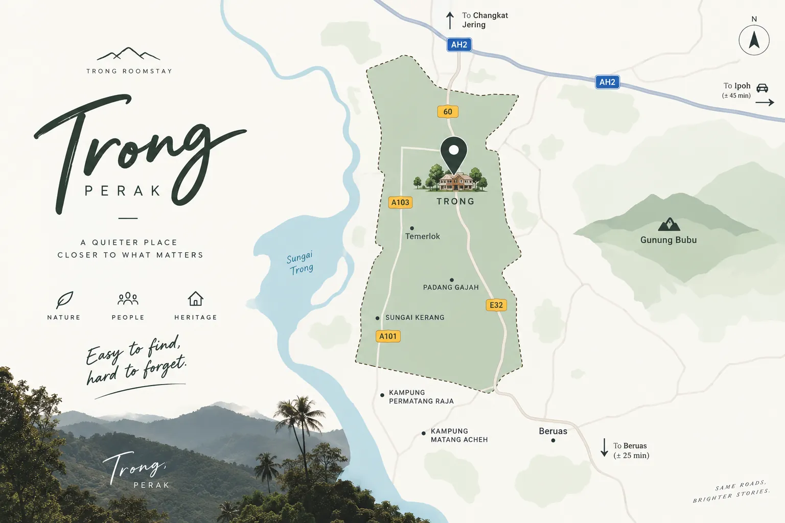 Map of Trong, Perak